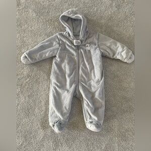 Cozy Gray Hooded Baby Snowsuit